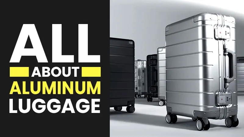 this image is talking about the pros and cons of aluminum luggage