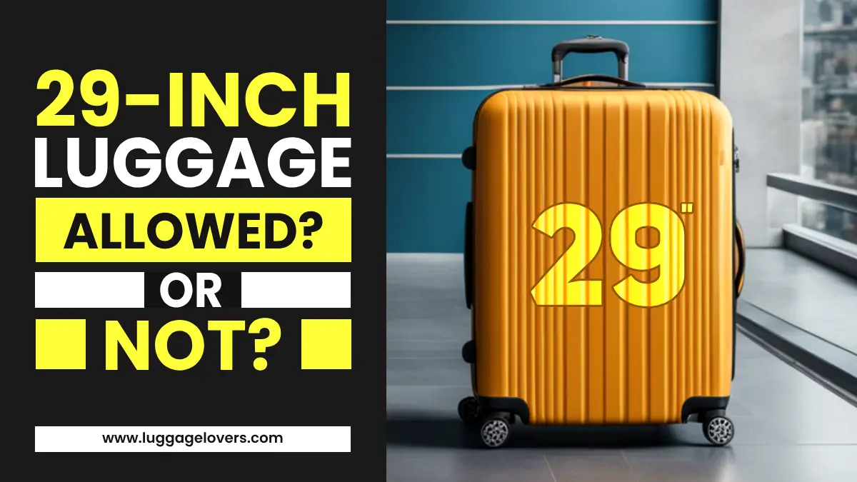 Are 29-inch suitcases allowed on planes is shown with yellow luggage