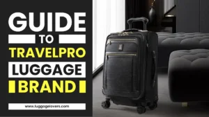 a suitcase platinum elite from travelpro luggage brand standing on floor
